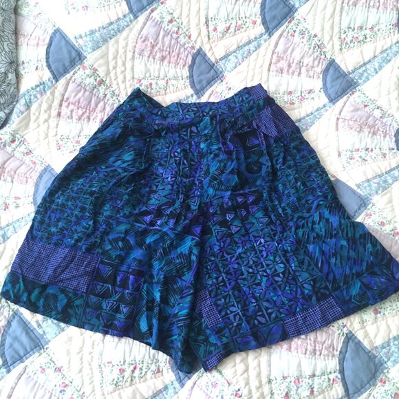 Vintage Lee Winter tropical flowy summer shorts, dark blue (Women's size XS - S) - Picture 1 of 13
